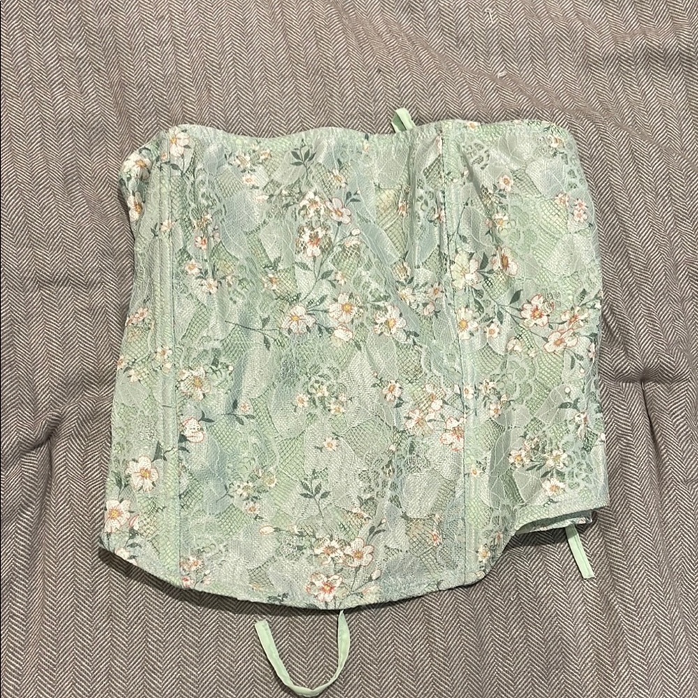 Floral Green Crop Top